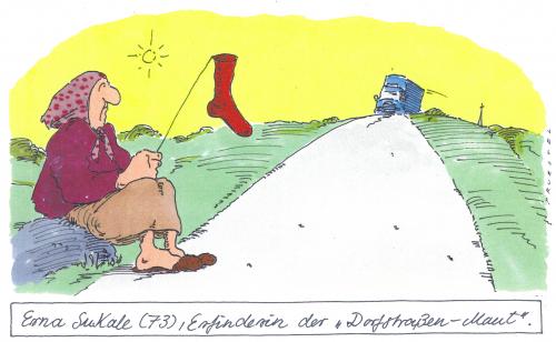 Cartoon: erna sukale (medium) by Andreas Prüstel tagged strassenmaut,rentner,erfindungen,dorf