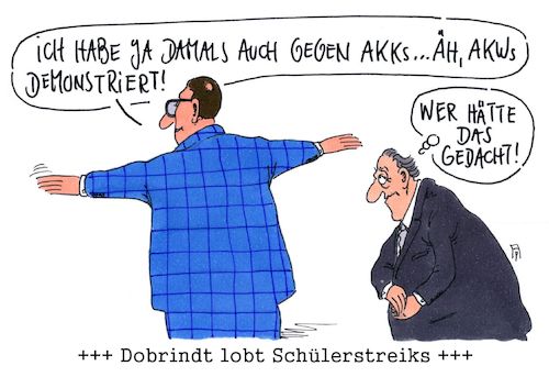 Cartoon: erstaunlich (medium) by Andreas Prüstel tagged dobrindt,csu,friday,for,future,schülerstreiks,lob,akk,akw,cartoon,karikatur,andreas,pruestel,dobrindt,csu,friday,for,future,schülerstreiks,lob,akk,akw,cartoon,karikatur,andreas,pruestel