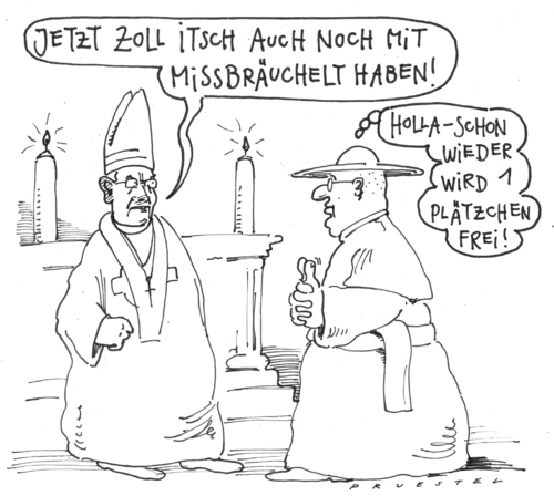 Cartoon: erzbischof z. (medium) by Andreas Prüstel tagged erzbischof,zollitsch,duldung,mißbrauch,katholischekirche,erzbischof,zollitsch,duldung,mißbrauch,katholiche,kirche,glaube,religion,skandal,missbrauch,gewalt