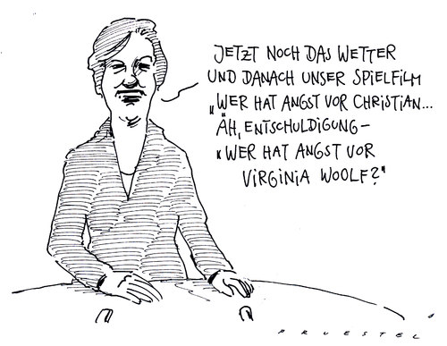 Cartoon: es wulfft (medium) by Andreas Prüstel tagged bundespräsident,wulff,tv,virginiawoolf,film,wulff,tv,virginia woolf,virginia,woolf