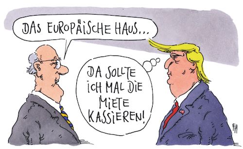 Cartoon: europäisches haus (medium) by Andreas Prüstel tagged usa,europa,eu,nato,finanzen,trump,rüstungsausgaben,cartoon,karikatur,andreas,pruestel,usa,europa,eu,nato,finanzen,trump,rüstungsausgaben,cartoon,karikatur,andreas,pruestel