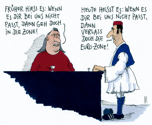 Cartoon: eurozone (medium) by Andreas Prüstel tagged euro,eurozone,zone,ddr,griechenland,staatsverschuldung,austritt,cartoon,karikatur,andreas,pruestel,euro,eurozone,zone,ddr,griechenland,staatsverschuldung,austritt,cartoon,karikatur,andreas,pruestel