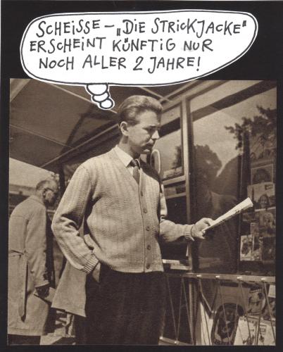 Cartoon: fachblatt (medium) by Andreas Prüstel tagged textildesign,strickjacke,fachzeitschrift