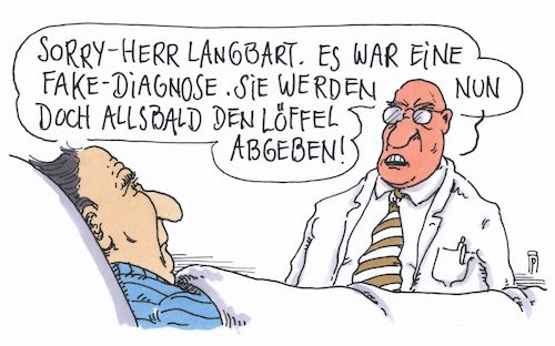 Cartoon: fake (medium) by Andreas Prüstel tagged fake,news,diagnose,arzt,patient,cartoon,karikatur,andreas,pruestel,fake,news,diagnose,arzt,patient,cartoon,karikatur,andreas,pruestel