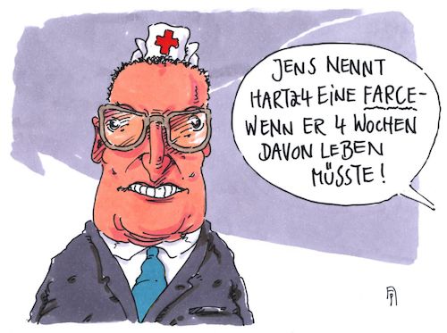 Cartoon: farce (medium) by Andreas Prüstel tagged gesundheitsminister,jens,spahn,hartzvier,hartzviertest,farce,cartoon,karikatur,andreas,pruestel,gesundheitsminister,jens,spahn,hartzvier,hartzviertest,farce,cartoon,karikatur,andreas,pruestel