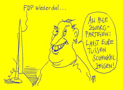 Cartoon: fdp wieder da (medium) by Andreas Prüstel tagged hamburgwahl,fdp,frauenschenkal,zwergparteien,katja,suding,cartoon,karikatur,andreas,pruestel,hamburgwahl,fdp,frauenschenkal,zwergparteien,katja,suding,cartoon,karikatur,andreas,pruestel