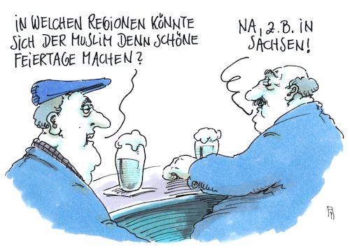 Cartoon: feiertage (medium) by Andreas Prüstel tagged vorschlag,innenminister,de,maiziere,muslimische,feiertage,muslime,sachsen,cartoon,karikatur,andreas,pruestel,vorschlag,innenminister,de,maiziere,muslimische,feiertage,muslime,sachsen,cartoon,karikatur,andreas,pruestel