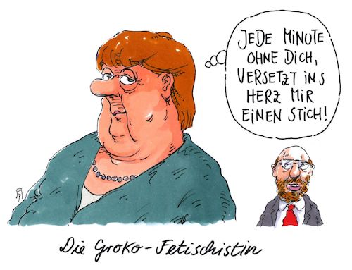 Cartoon: fetischistin (medium) by Andreas Prüstel tagged sondierungen,cdu,csu,spd,groko,merkel,schulz,fetischismus,cartoon,karikatur,andreas,pruestel,sondierungen,cdu,csu,spd,groko,merkel,schulz,fetischismus,cartoon,karikatur,andreas,pruestel