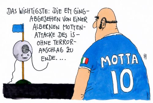 Cartoon: finale (medium) by Andreas Prüstel tagged pruestel,andreas,karikatur,cartoon,motta,thiago,is,motten,terrorgefahr,finale,fußballeuropameisterschaft,fußballeuropameisterschaft,finale,terrorgefahr,motten,is,thiago,motta,cartoon,karikatur,andreas,pruestel