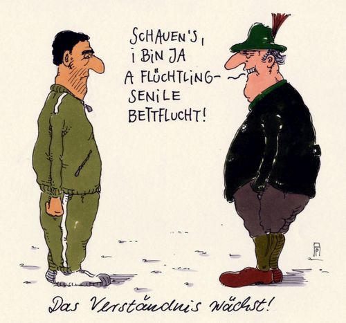 Cartoon: flüchtlinge (medium) by Andreas Prüstel tagged flucht,flüchtlinge,deutschland,bayern,senile,bettflucht,cartoon,karikatur,andreas,pruestel,flucht,flüchtlinge,deutschland,bayern,senile,bettflucht,cartoon,karikatur,andreas,pruestel