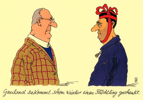 Cartoon: flüchtlingsgeschenk (medium) by Andreas Prüstel tagged afd,gauland,flüchtlinge,geschenk,cartoon,karikatur,andreas,pruestel,afd,gauland,flüchtlinge,geschenk,cartoon,karikatur,andreas,pruestel