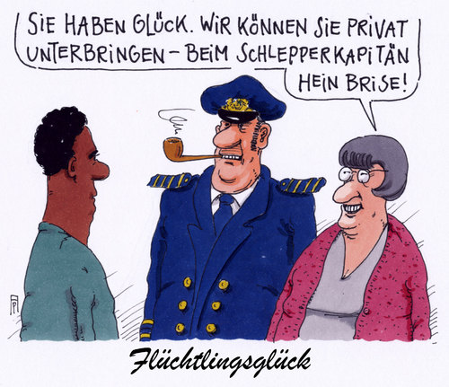 Cartoon: flüchtlingsglück (medium) by Andreas Prüstel tagged flüchtlinge,mittelmeer,schiffskatastrophen,deutschland,flüchtlingsaufnahme,schlepper,schlepperkapitän,cartoon,karikatur,andreas,pruestel,flüchtlinge,mittelmeer,schiffskatastrophen,deutschland,flüchtlingsaufnahme,schlepper,schlepperkapitän,cartoon,karikatur,andreas,pruestel