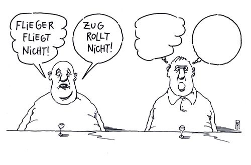 Cartoon: flug and roll (medium) by Andreas Prüstel tagged streik,bahn,lokführer,piloten,fluglotzen,einzelgewerkschaften,cartoon,karikatur,andreas,pruestel,streik,bahn,lokführer,piloten,fluglotzen,einzelgewerkschaften,cartoon,karikatur,andreas,pruestel