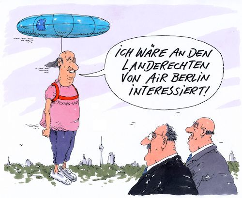 Cartoon: flying ulf (medium) by Andreas Prüstel tagged air,berlin,insolvenz,teilverkäufe,landerechte,cartoon,karikatur,andreas,pruestel,air,berlin,insolvenz,teilverkäufe,landerechte,cartoon,karikatur,andreas,pruestel