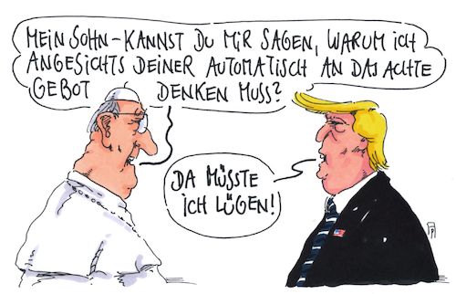 Cartoon: franziskus und donald (medium) by Andreas Prüstel tagged trump,papst,franziskus,vatikan,cartoon,karikatur,andreas,pruestel,trump,papst,franziskus,vatikan,cartoon,karikatur,andreas,pruestel