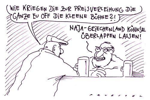 Cartoon: friedensnobelpreis (medium) by Andreas Prüstel tagged friedensnobelpreis,eu,griechenland,preisverleihung,friedensnobelpreis,eu,griechenland,preisverleihung