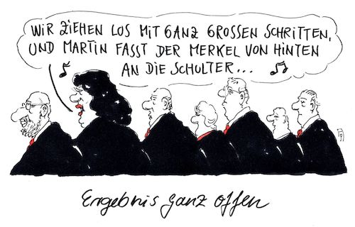 Cartoon: ganz offen (medium) by Andreas Prüstel tagged spd,cdu,gespräche,ergebnisoffen,groko,schulz,nahles,merkel,song,gottlieb,endehals,cartoon,karikatur,andreas,pruestel,spd,cdu,gespräche,ergebnisoffen,groko,schulz,nahles,merkel,song,gottlieb,endehals,cartoon,karikatur,andreas,pruestel