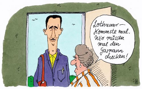Cartoon: gasmann (medium) by Andreas Prüstel tagged syrien,giftgas,assad,gasmann,cartoon,karikatur,andreas,pruestel,syrien,giftgas,assad,gasmann,cartoon,karikatur,andreas,pruestel