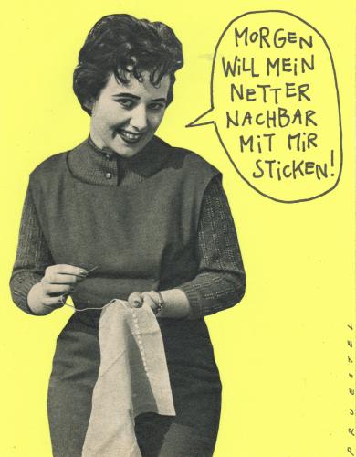 Cartoon: gemütliche 50er jahre (medium) by Andreas Prüstel tagged handarbeit,hobby,50erjahre