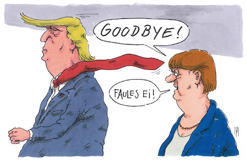 Cartoon: goodbye (medium) by Andreas Prüstel tagged trump,merkel,usa,deutschland,europa,cartoon,karikatur,andreas,pruestel,trump,merkel,usa,deutschland,europa,cartoon,karikatur,andreas,pruestel