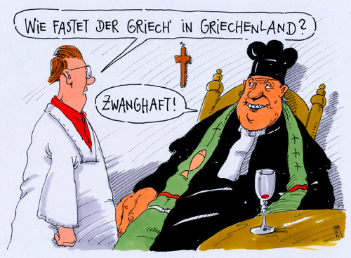 Cartoon: griechisch fasten (medium) by Andreas Prüstel tagged fasten,fastenzeit,pastor,ministrant,griechenland,staatsverschuldung,cartoon,karikatur,andreas,pruestel,europa,eu,fasten,fastenzeit,pastor,ministrant,griechenland,staatsverschuldung,cartoon,karikatur,andreas,pruestel,europa,eu