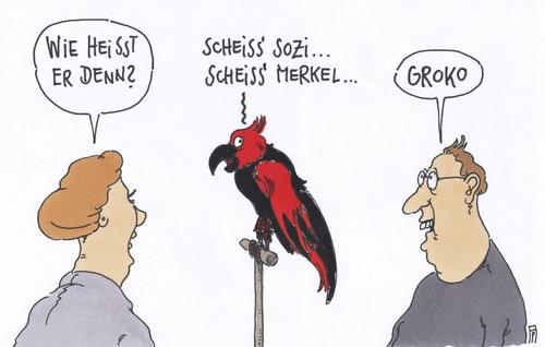 Cartoon: GROKO (medium) by Andreas Prüstel tagged bundestagswahl,große,koalition,angela,merkel,cdu,spd,papagei,cartoon,karikatur,andreas,pruestel,bundestagswahl,große,koalition,angela,merkel,cdu,spd,papagei,cartoon,karikatur,andreas,pruestel