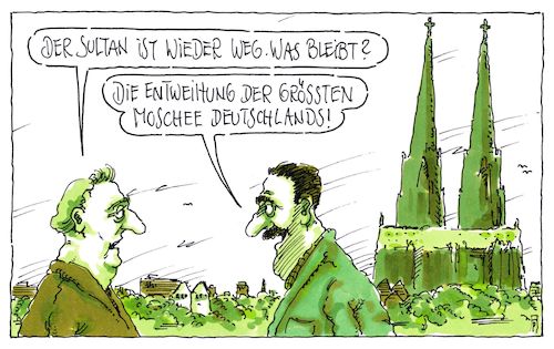 Cartoon: großmoschee (medium) by Andreas Prüstel tagged staatsbesuch,erdogan,sultan,moschee,köln,einweihung,cartoon,karikatur,andreas,pruestel,staatsbesuch,erdogan,sultan,moschee,köln,einweihung,cartoon,karikatur,andreas,pruestel