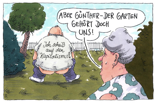 Cartoon: grundbesitzer (medium) by Andreas Prüstel tagged kapitalismuskritik,grundbesitz,garten,cartoon,karikatur,andreas,pruestel,kapitalismuskritik,grundbesitz,garten,cartoon,karikatur,andreas,pruestel