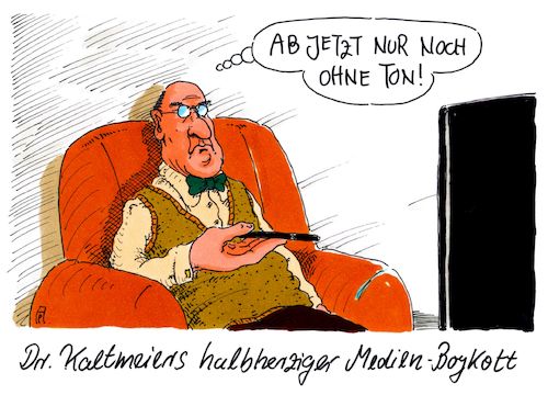 Cartoon: halbherzig (medium) by Andreas Prüstel tagged medien,tv,medienschelte,medienboykott,cartoon,karikatur,andreas,pruestel,medien,tv,medienschelte,medienboykott,cartoon,karikatur,andreas,pruestel