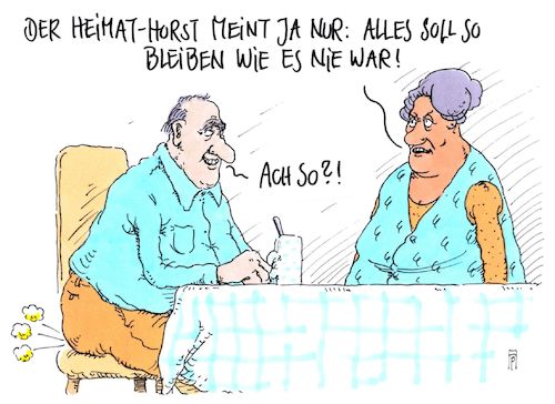 Cartoon: heimat-horst (medium) by Andreas Prüstel tagged innenminister,heimatminister,horst,seehofer,cartoon,karikatur,andreas,pruestel,innenminister,heimatminister,horst,seehofer,cartoon,karikatur,andreas,pruestel