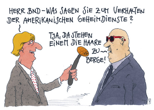 Cartoon: Herr BND (medium) by Andreas Prüstel tagged usa,deutschland,geheimdienste,bnd,nsa,spitzel,spione,cartoon,karikatur,andreas,pruestel,usa,deutschland,geheimdienste,bnd,nsa,spitzel,spione,cartoon,karikatur,andreas,pruestel