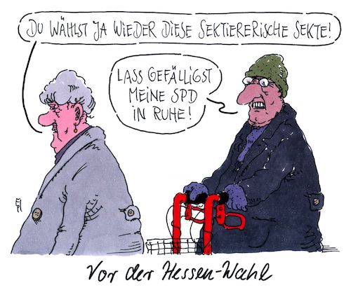 Cartoon: hessen-wahl (medium) by Andreas Prüstel tagged hessen,lantagswahl,spd,sekte,wähler,cartoon,karikatur,andreas,pruestel,hessen,lantagswahl,spd,sekte,wähler,cartoon,karikatur,andreas,pruestel