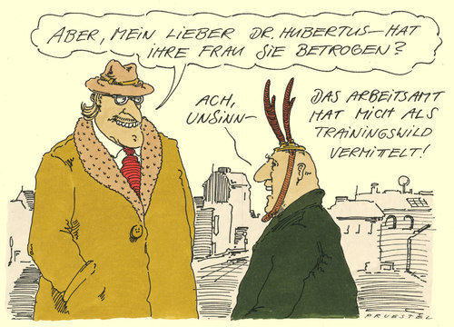 Cartoon: hubertus (medium) by Andreas Prüstel tagged arbeitslosigkeit,arbeitsamt,agentur,für,arbeit,minijobs,jagd,wild,cartoon,karikatur,andreas,pruestel,arbeitslosigkeit,arbeitsamt,agentur,für,arbeit,minijobs,jagd,wild,cartoon,karikatur,andreas,pruestel