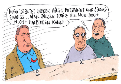 Cartoon: hugo entspannt (medium) by Andreas Prüstel tagged cdu,friedrich,merz,afd,cartoon,karikatur,andreas,pruestel,cdu,friedrich,merz,afd,cartoon,karikatur,andreas,pruestel