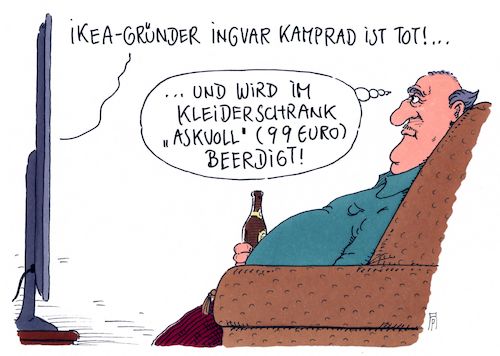 Cartoon: ikea-gründer (medium) by Andreas Prüstel tagged ikea,ingvar,kamprad,beerdigung,kleiderschrank,cartoon,karikatur,andreas,pruestel,ikea,ingvar,kamprad,beerdigung,kleiderschrank,cartoon,karikatur,andreas,pruestel