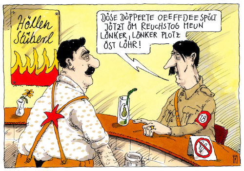 Cartoon: im höllenstüberl (medium) by Andreas Prüstel tagged afd,bundestag,sitzordnung,reichstag,hitler,stalin,hölle,cartoon,karikatur,andreas,pruestel,afd,bundestag,sitzordnung,reichstag,hitler,stalin,hölle,cartoon,karikatur,andreas,pruestel