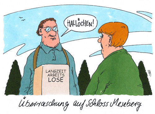 Cartoon: in meseberg (medium) by Andreas Prüstel tagged koalitionsklausur,schloss,meseberg,merkel,langzeitarbeitslose,hartz4reform,cartoon,karikatur,andreas,pruestel,koalitionsklausur,schloss,meseberg,merkel,langzeitarbeitslose,hartz4reform,cartoon,karikatur,andreas,pruestel