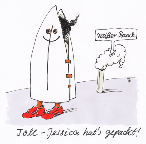 Cartoon: jessica (medium) by Andreas Prüstel tagged papstwahl,neuer,papst,vatikan,katholische,kirche,cartoon,karikatur,papstwahl,neuer,papst,vatikan,katholische,kirche,cartoon,karikatur