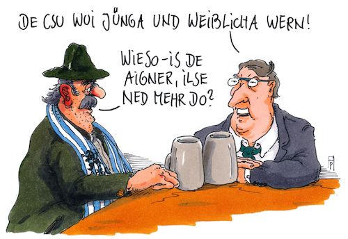 Cartoon: jungweiblich (medium) by Andreas Prüstel tagged csu,sonderparteitag,erneuerung,ilse,aigner,cartoon,karikatur,andreas,pruestel,csu,sonderparteitag,erneuerung,ilse,aigner,cartoon,karikatur,andreas,pruestel