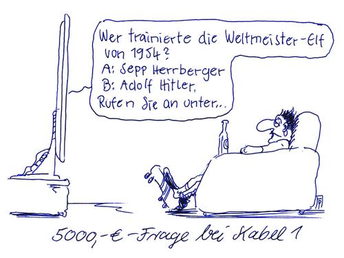 Cartoon: kabel 1 (medium) by Andreas Prüstel tagged tv,fernsehen,sport,fußball,zuschauerfrage,anruf,sepp,herrberger,adolf,hitler,fußballweltmeister,fußballweltmeisterschaft,trainer,cartoon,karikatur,andreas,pruestel,tv,fernsehen,sport,fußball,zuschauerfrage,anruf,sepp,herrberger,adolf,hitler,fußballweltmeister,fußballweltmeisterschaft,trainer,cartoon,karikatur,andreas,pruestel