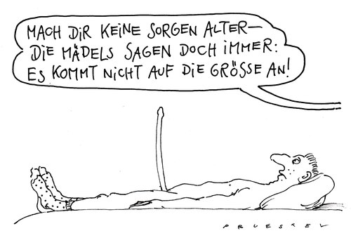 Cartoon: keine sorge (medium) by Andreas Prüstel tagged beschaffenheit,geschlechtsteil,männlich,penis,geschlechtsteil,beschaffenheit,männlichkeit,mann,geschlecht,potenz,größe,liebe,sex