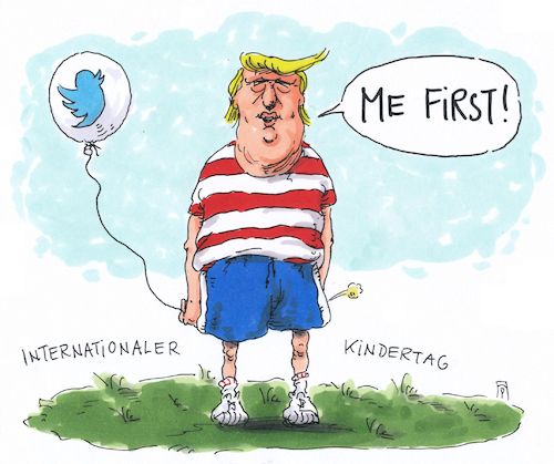 Cartoon: kindertag (medium) by Andreas Prüstel tagged internationaler,kindertag,trump,twitter,kindisch,cartoon,karikatur,andreas,pruestel,internationaler,kindertag,trump,twitter,kindisch,cartoon,karikatur,andreas,pruestel