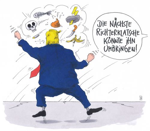 Cartoon: klatsche (medium) by Andreas Prüstel tagged usa,trump,einreisebeschränkungen,muslime,richterspruch,bundesrichter,cartoon,karikatur,andreas,pruestel,usa,trump,einreisebeschränkungen,muslime,richterspruch,bundesrichter,cartoon,karikatur,andreas,pruestel