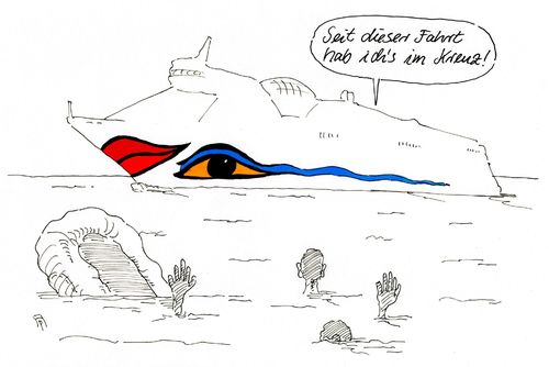 Cartoon: kreuzfahrt (medium) by Andreas Prüstel tagged kreuzfahrt,kreuzfahrtschiff,tourismus,flüchtlinge,mittelmeer,ertrinken,cartoon,karikatur,andreas,pruestel,kreuzfahrt,kreuzfahrtschiff,tourismus,flüchtlinge,mittelmeer,ertrinken,cartoon,karikatur,andreas,pruestel