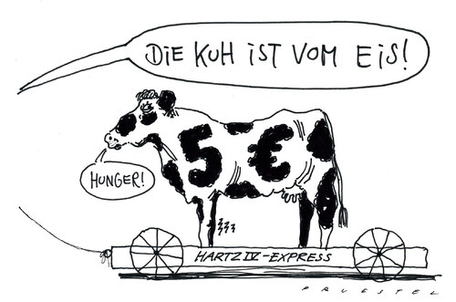 Cartoon: kuh kalt (medium) by Andreas Prüstel tagged hartz4,kuhhandel,regelsatzerhöhung,hartz,job,arbeit,arbeitslosigkeit,kuh
