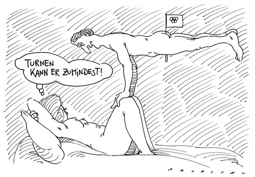 Cartoon: leibesübung (medium) by Andreas Prüstel tagged turnen,turner,paar,olympia