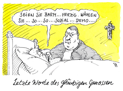 Cartoon: letzte worte (medium) by Andreas Prüstel tagged spd,sozialstaatskonzept,wahlen,tod,pfarrer,kirche,barmherzigkeit,cartoon,karikatur,andreas,pruestel,spd,sozialstaatskonzept,wahlen,tod,pfarrer,kirche,barmherzigkeit,cartoon,karikatur,andreas,pruestel