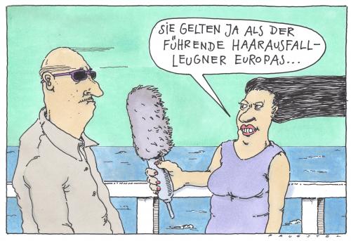 Cartoon: leugner-liga (medium) by Andreas Prüstel tagged haarausfall,leugnung