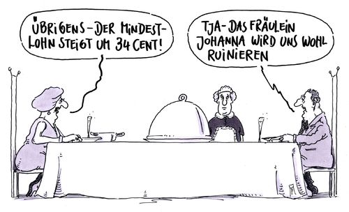 Cartoon: lohnsteigerung (medium) by Andreas Prüstel tagged mindestlohn,mindestlohnanhebung,dienstleistungsberufe,cartoon,karikatur,andreas,pruestel,mindestlohn,mindestlohnanhebung,dienstleistungsberufe,cartoon,karikatur,andreas,pruestel