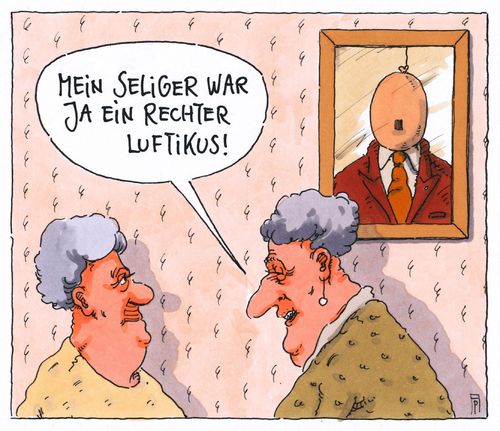 Cartoon: luftikus (medium) by Andreas Prüstel tagged ehe,ehepaar,gatte,luftikus,verstorbrn,rechtsradikal,nazis,cartoon,karikatur,andreas,pruestel,ehe,ehepaar,gatte,luftikus,verstorbrn,rechtsradikal,nazis,cartoon,karikatur,andreas,pruestel